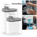 Kit Dispenser Organizador de Lavanderia 2,3 + 1,5 L Acrílico AMACIANTE SABÃO EM PÓ SABONETE LÍQUIDO