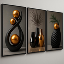 Quadros Decorativos Abstratos em 3 Peças – Harmonia e Aconchego para Sala, Quarto e Escritório - Angel & Home