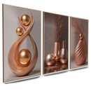 Quadros Decorativos Abstratos em 3 Peças – Harmonia e Aconchego para Sala, Quarto e Escritório - Angel & Home
