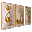 Quadros Decorativos Abstratos em 3 Peças – Harmonia e Aconchego para Sala, Quarto e Escritório - Angel & Home