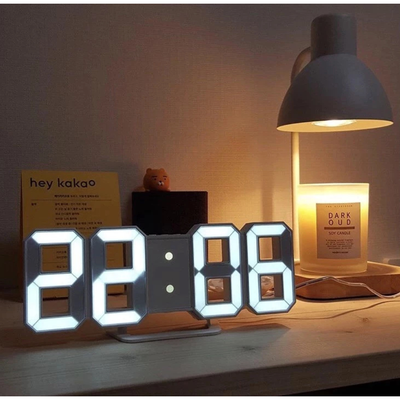 Relógio Digital 3D LED De Parede e Mesa Design Moderno Luz Noturna Decoração