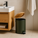 Lixeira Tampa de Bambu 9, 5, 3 Retangular Litros Inox Luxo Preta Branca Pedal Cesto Removível Banheiro C/ Alça