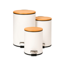 Lixeira Inox com Tampa de Bambu e Pedal – 3L, 5L ou 9L - Retangular Luxo Preta ou Branca - Angel & Home
