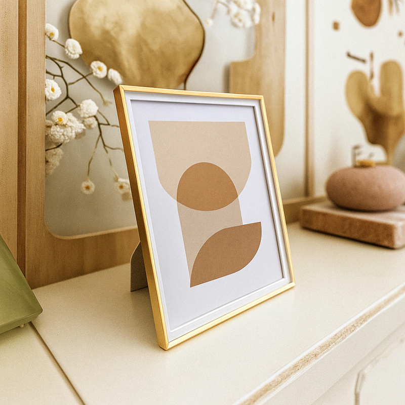 Porta Retrato Clean Moldura Dupla 20x25 Dourado e Preto / Branco e Preto / Dourado e Branco Decoração Mesa e Parede PVC