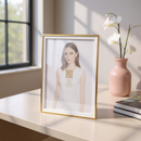 Porta-Retrato Clean Moldura Dupla 20x25 | Dourado, Preto ou Branco | Decoração para Mesa e Parede