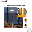 Luminária de Mesa 3 Tons Cabeceira Luxuosa Abajur Recarregável Escrivaninha LED Quarto Candeeiro USB