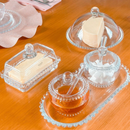 Kit Café da Manhã Vidro 5 Itens - Queijeira + Manteigueira + Açucareiro + Meleira + Travessa Pearl Bolinhas Wolff