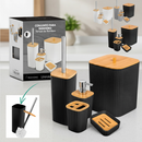 Kit Banheiro Conjunto Acessórios Lavabo Luxo 5 Peças Bambu