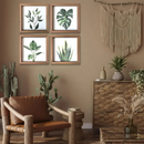 Quadros pra banheiro Botanicos Aquarela Folhas Tropicais Verde Decoração ideal para Banheiro, Quartos, Sala, Cabiceira