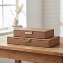 Conjunto 2 Caixinhas Decorativas Multiuso De MDF Com Revestimento Em PU