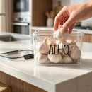 Organizador Multiuso de Geladeira 1,9L - Pote Hermético com Etiqueta, Porta Alho | Avulso ou Kit