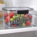 Pote hermético de 1,9L da Angel & Home para armazenamento na geladeira, com etiqueta e porta alho.