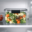Pote hermético de 1,9L da Angel & Home, organizador multiuso para geladeira com etiqueta e porta-alho.