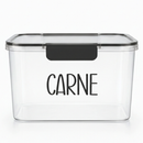 Pote hermético multiuso Angel & Home de 1,9L com etiqueta, porta alho e tampa, ideal para organização de geladeira