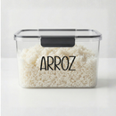 Pote hermético de 1,9L da Angel & Home, organizador multiuso para geladeira com etiqueta e porta alho.