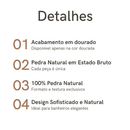Kit Banheiro Pedra Natural Bruta Difusor Saboneteira Bandeja Decorativa Lavabo Luxo Dourado