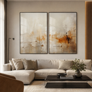 Quadro Decorativo Abstrato Reflexo do Outono 2 Telas Díptico Sala Quarto Escritório Decoração