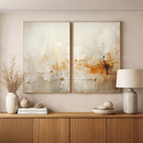 Quadro Decorativo Abstrato Reflexo do Outono 2 Telas Madeira | Díptico para Sala e Quarto