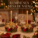 Castiçal porta vela natal natalino docrativo bolinhas e pinha 2 unidades