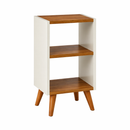 Mesa de Cabeceira Pequena Retrô com 2 Nichos | Compacta e Moderna para Quarto