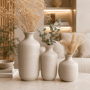 Kit Trio de Vasos Duna Premium Cerâmica Alta Qualidade Luxo Decoração Casa Sala Mesa