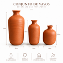 Kit Trio de Vasos Duna Premium Cerâmica Alta Qualidade Luxo Decoração Casa Sala Mesa