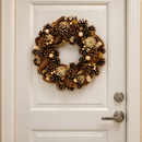 Guirlanda de Natal Pinhas Dourado 34 cm Luxo Porta Enfeite Natalino Decoração Premium