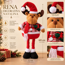 Boneco Decorativo Natalino Rena do Papai Noel 60cm Pernas Flexíveis Decoração de Natal