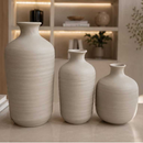 Trio de vasos de cerâmica Duna Premium da Angel & Home, vasos decorativos de luxo para sala e mesa, estilo elegante e moderno