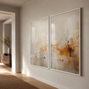 Quadro Decorativo Abstrato Reflexo do Outono 2 Telas Díptico Sala Quarto Escritório Decoração