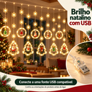 Cortina de Luz LED Natal 3,5m com 138 LEDs e 10 Pingentes Decoração Mágica para Janela e Árvore