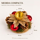 Castiçal porta vela natal natalino docrativo bolinhas e pinha 2 unidades
