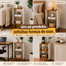 Mesa de Cabeceira Lateral Pequena Retrô 2 Nichos Moderna Compacta Quarto Decorativa Multiuso