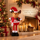 Boneco Decorativo Natalino Rena do Papai Noel 60cm Pernas Flexíveis Decoração de Natal