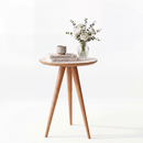 Mesinha de Canto Lateral Retrô Redonda Wood White/Mesa de Apoio Decorativa para Sala e Quarto