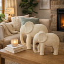 Elefantes Decorativos Kit 2 Peças Gesso Premium Elefante Grande Médio Decoração Sala Luxo Escultura