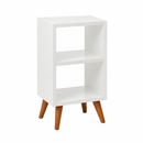 Mesa de Cabeceira Pequena Retrô com 2 Nichos | Compacta e Moderna para Quarto