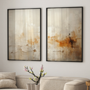 Quadro Decorativo Abstrato Reflexo do Outono 2 Telas Black | Díptico para Sala e Quarto