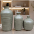 Trio de vasos decorativos de cerâmica Duna Premium da Angel & Home, vasos de luxo para sala e decoração moderna.
