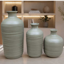 Trio de vasos decorativos de cerâmica Duna Premium da Angel & Home, vasos de luxo para sala e decoração moderna.