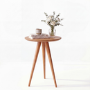 Mesinha de Canto Lateral Retrô Redonda Wood/Mesa de Apoio Decorativa para Sala e Quarto