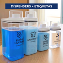 Kit Dispenser de Lavanderia -1-5l-e-2-3l com Etiquetas - Organização e Praticidade