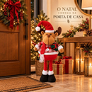 Boneco Decorativo Natalino Rena do Papai Noel 60cm Pernas Flexíveis Decoração de Natal
