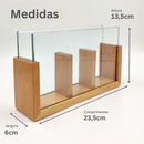 Porta Controle Remoto Organizador Premium Decoração Sala Madeira Maciça e Vidro Robusto