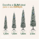 Árvore de Natal Nevada Slim Luxo, 4 Tamanhos, 1,20/1,50/1,80/2,10m, Galhos com Neve Premium