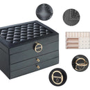 Organizador de joias em couro de 3 camadas Angel & Home com compartimentos para anéis, brincos e colares.