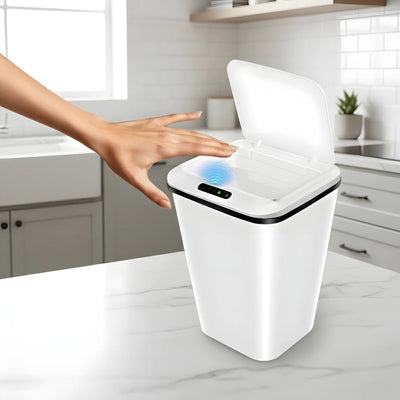 Lixeira Automática Inteligente 16L com Sensor Infravermelho USB | Banheiro, Cozinha e Escritório