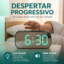 Relógio de Mesa Digital Cabeceira Despertador LED Espelhado Moderno