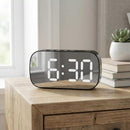Relógio de Mesa Digital Cabeceira Despertador LED Espelhado Moderno