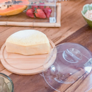Kit Café da Manhã 4 ITENS Boleira + Manteigueira + Porta Frios Bambu + Queijo BAMBU Para mesa posta